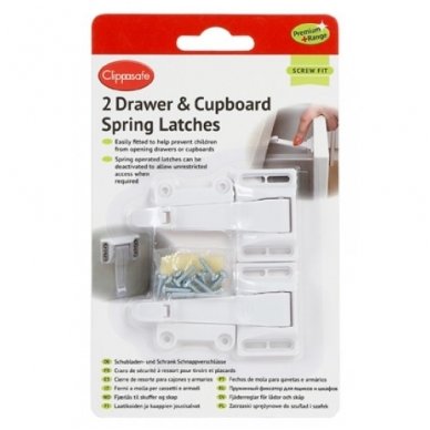 Drawer & Cupboard Spring Latches 2 pack, Clippasafe 1