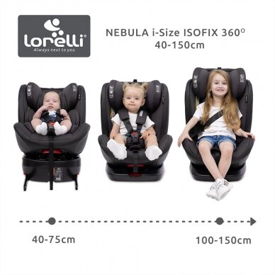 Automobilinė kėdutė Lorelli Nebula i-Size IsoFix 40-150 cm, Grey 5