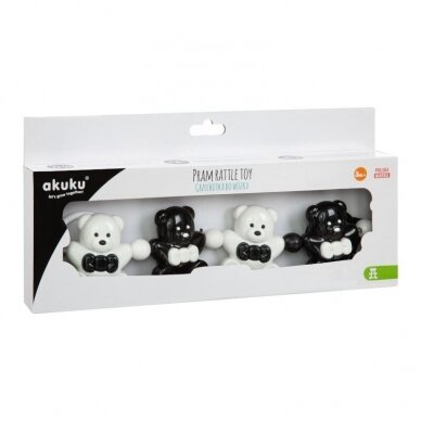 Barškutis vežimėliui Bear White/Black 1