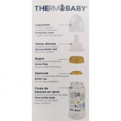 Buteliukas stiklinis 230 ml Thermobaby, Anti-Colic 2