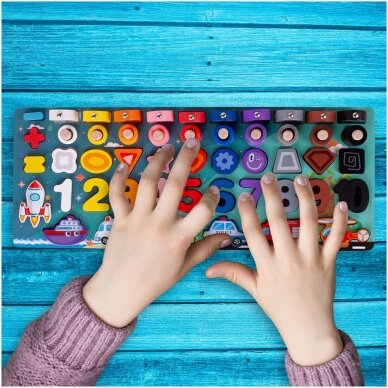 Montessori wooden puzzle Learning to count 6in1 2