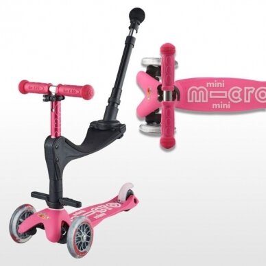 Scooter Mini Micro 3in1 Deluxe Plus Pink LED 5