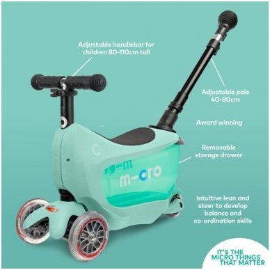 Paspirtukas Mini2go Deluxe Plus Mėtinis 9