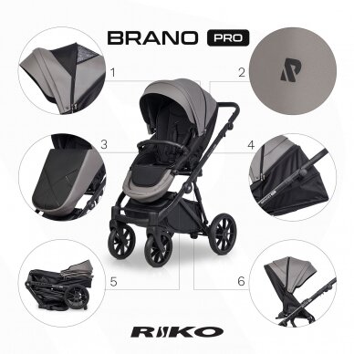 Коляска Riko Brano Pro 2in1 Antracite 19