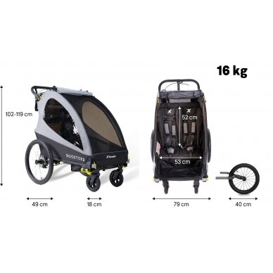 X-Lander BOOSTER2 3in1  bike trailer, pushchair and jogging stroller/roller skaters 9