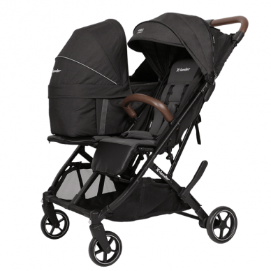 X-Lander X-DOUBLE Коляска для близнецов/погодок, Cool Black +2 carrycot 12