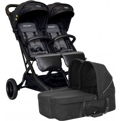 X-Lander X-DOUBLE Коляска для близнецов/погодок, Cool Black +2 carrycot